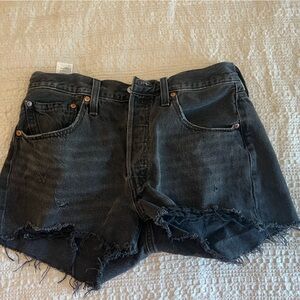 Levi's Black Distressed Denim Shorts